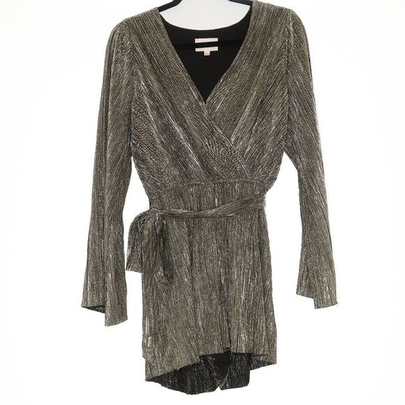 If By Sea Romper Size Large Black Gold Metallic‎ Rave Disco Nightclub Going Out - Picture 1 of 7